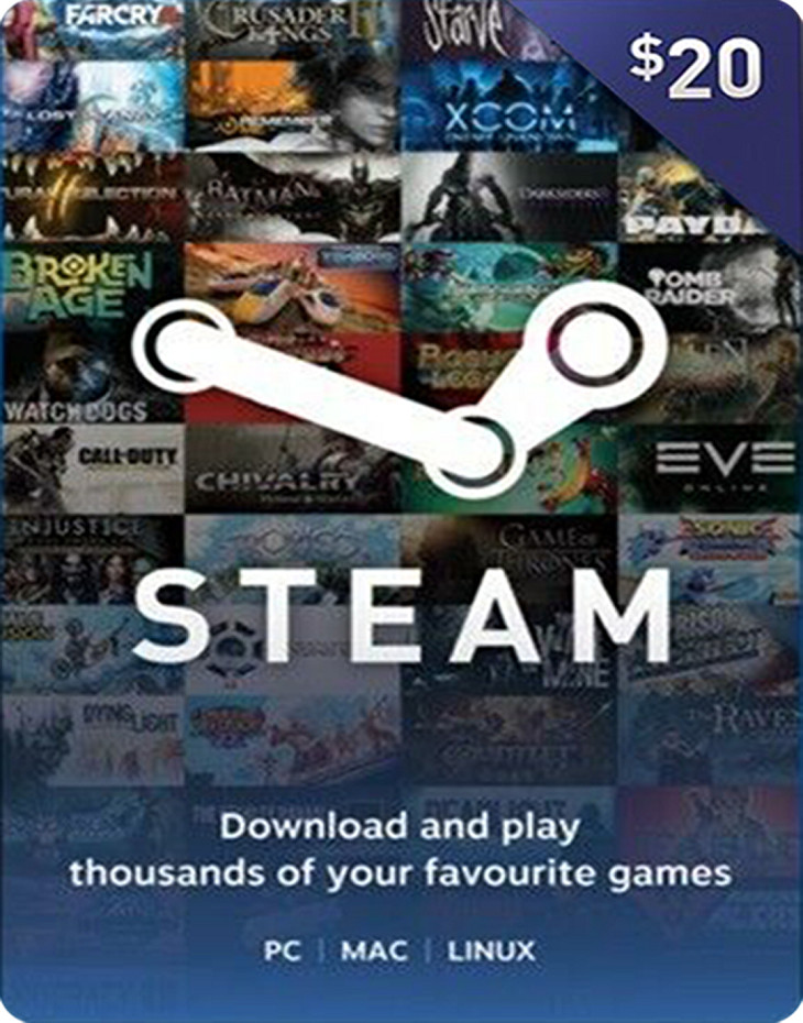 STEAM GIFT CARD 20 USD (Cuenta Colombiana)